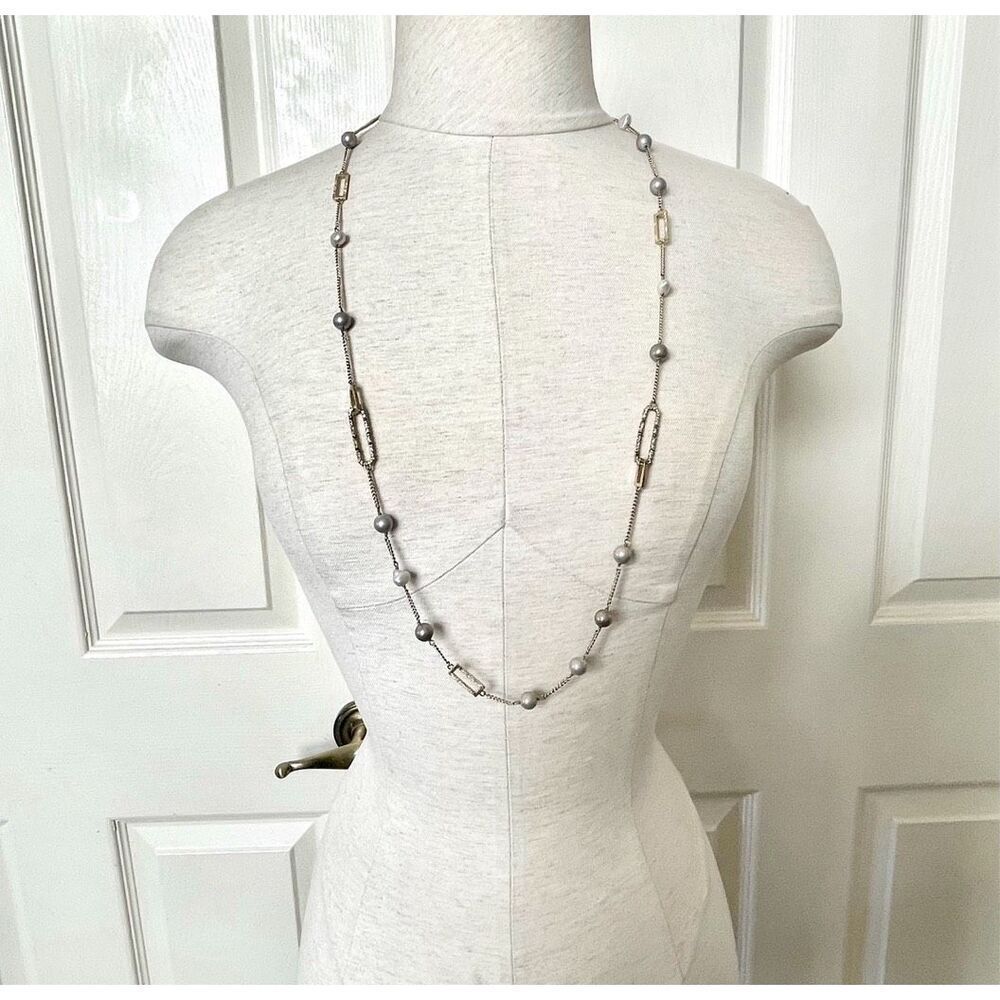 Alexis Bittar crystal link with glass pearl station necklace